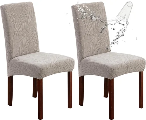 Miniatura 20 de Genina Fundas impermeables para sillas de comedor, fundas elásticas de jacquard para sillas de comedor, extraíbles y lavables, protector de silla