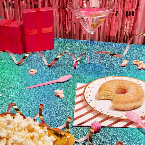 Miniatura 8 de 1 pieza Manteles Láser Holográficos Azules de 40" x 108" Manteles de Plástico para Fiestas Decoración de Fiesta Brillante Reluciente para Invierno