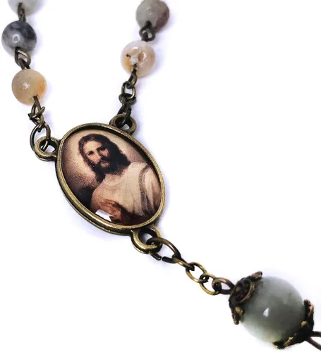 Miniatura 5 de Catholic Heirlooms Rosario y Rosario de Piedra Tiendaita Jesucristo - Pulsera Rosario y Medalla Milagrosa - Rosario Católico - Rosarios Católicos