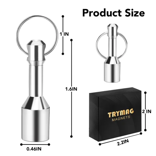 Miniatura 2 de TRYMAG Llaveros magnéticos para probar latón, paquete de 2 llaveros de bolsillo de neodimio con fuerte magnético de tierras raras, imán de prueba