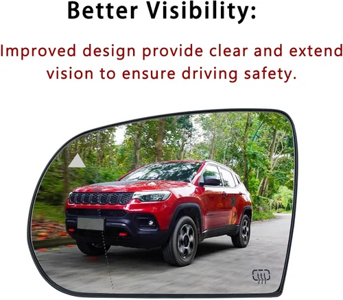 Miniatura 3 de Reemplazo del espejo lateral del conductor de punto ciego para Jeep Cherokee 2014-2019 Jeep Compass 2017-2021, retrovisor lateral exterior izquierdo