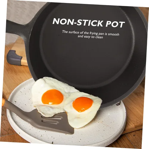Miniatura 8 de Uonlytech Thickened Cast Iron Non-stick Frying Pan with Handle and Wooden Board Even Heat Distribution Steak Cooking Pan for Home Kitchen Utensil