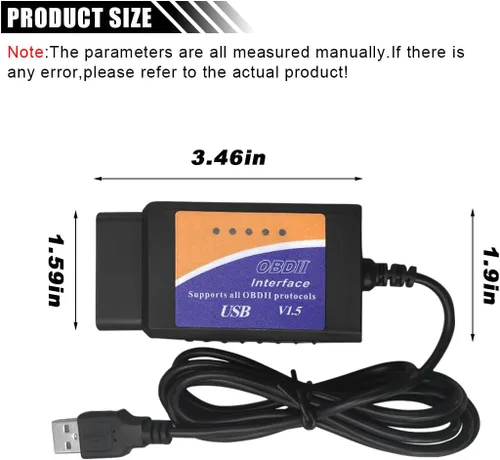 Miniatura 3 de ELM327 OBD2 Adaptador USB, herramienta de codificación de diagnóstico, escáner ELMconfig OBDII herramienta de escaneo con interruptor MS-CAN/HS-CAN