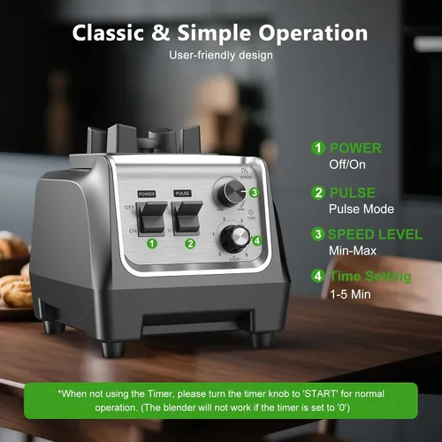 Miniatura 5 de Licuadora de 1800 W para batidos, licuadoras de encimera de gran capacidad de 70 onzas con taza de molienda de 20 onzas, licuadora de cocina de alta