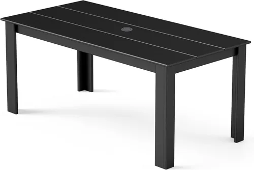 Miniatura 14 de GREENVINES Juego de comedor al aire libre de 7 piezas Juegos de mesa y sillas de plástico HDPE de 67 pulgadas para 6 Muebles de patio Todo