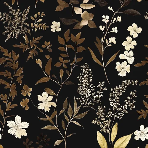 Miniatura 14 de Fvlow Papel Tapiz Floral Negro Despegar y Pegar Papel de Contacto Hoja Dorada Papel Tapiz de Hojas Impermeable Autoadhesivo Revestimiento de Pared