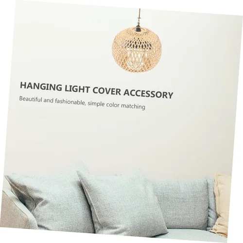 Miniatura 9 de Pantalla tejida de bambú para interiores, accesorio de cubierta de luz colgante para dormitorio, pantalla de lámpara de estilo simple