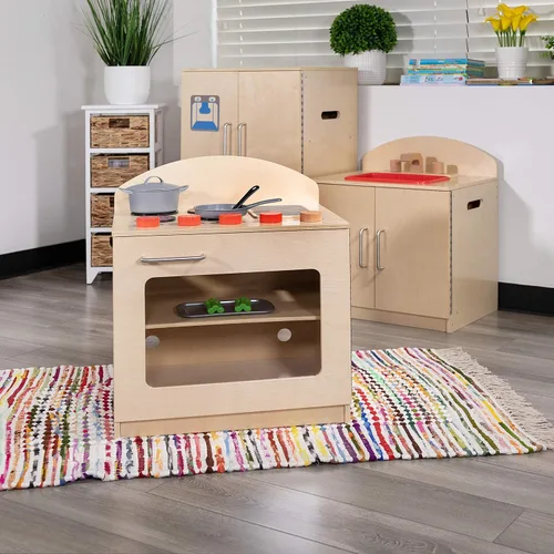 Miniatura 14 de Flash Furniture Hercules - Refrigerador de cocina de madera para niños para uso comercial o doméstico, seguro, diseño apto para niños, natural