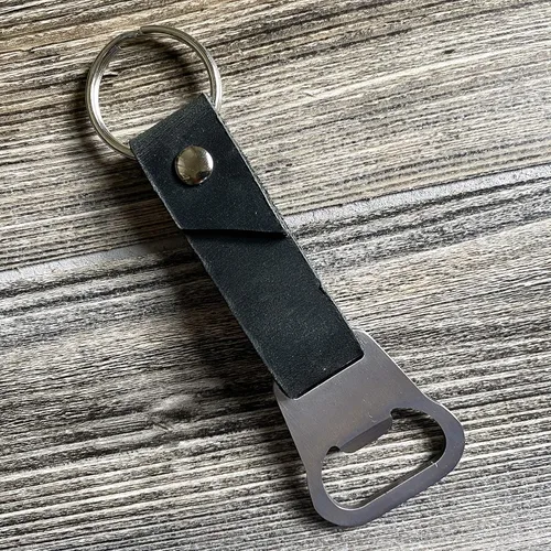 Miniatura 5 de Personalized Bottle Opener Keychain Leather - 3rd Anniversary Gift, Gift for Him, Father's Day Present