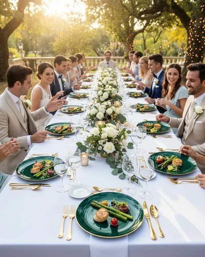 Miniatura 3 de PULOTE 100 piezas de platos de plástico verde - Platos desechables verdes con borde dorado - Incluye 50 piezas de cena de 10.25 pulgadas, 50 piezas