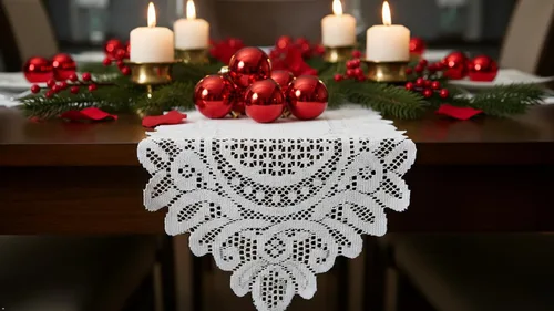 Miniatura 3 de rockcloud Camino de mesa de encaje para decoración de banquetes de boda, decoración de mesa de fiesta de Navidad, blanco, 13 x 70 pulgadas White E