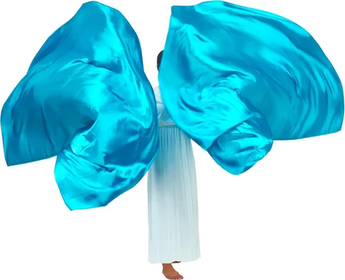 Miniatura 11 de Wuchieal 74" x 55" Banderas de adoración grandes de semicírculo suave, bandera de alabanza de semicírculo de satén con varillas escalables 1 pares