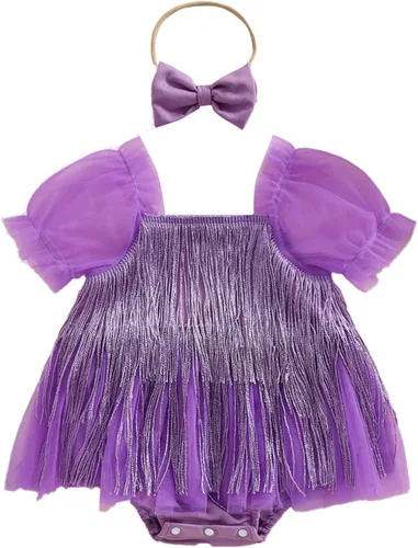 Miniatura 50 de Sasaerucure Traje de verano para bebé niña, sin mangas, mameluco de encaje tutú, mameluco de una pieza con volantes