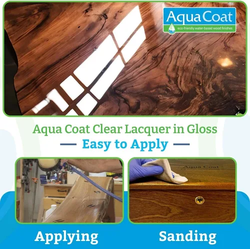 Miniatura 7 de Aqua Coat - Laca transparente con acabado brillante, autoreticulante, a base de agua de alta calidad para madera y plástico, secado rápido, no se