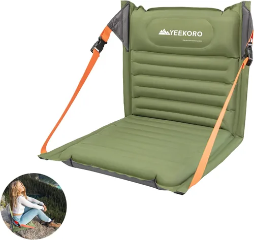 Miniatura 11 de Asientos plegables inflables, sillas portátiles con soporte de espalda, asiento plegable y ligero para campamento/eventos deportivos, asientos
