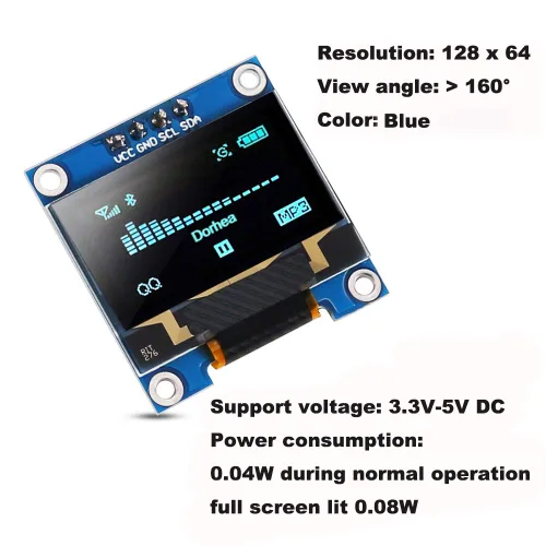 Miniatura 5 de 6 piezas 0,96 pulgadas módulo de pantalla OLED 128 x 64 I2C pantalla 0,96 pulgadas 12864 módulo OLED azul módulo de pantalla OLED IIC serie Amarillo