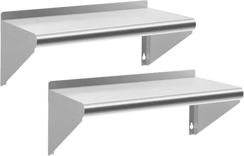 Miniatura 28 de Estante de acero inoxidable de 12 x 36 pulgadas, estantes de acero inoxidable comerciales de 300 libras para montaje en pared, estantes de metal 1