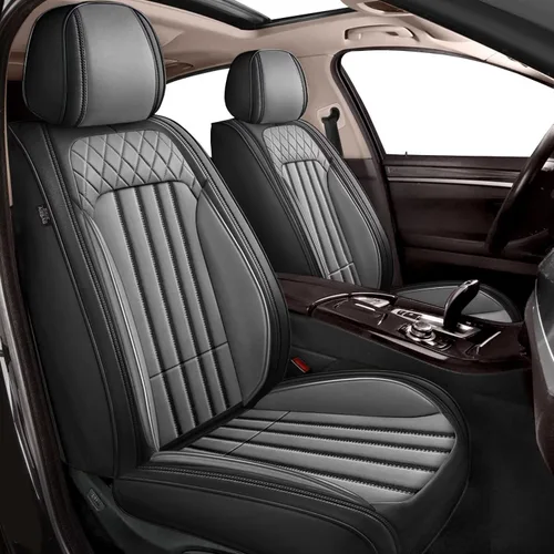 Miniatura 38 de Juego de fundas de asiento de automóvil para GMC Canyon 2015-2025, juego de fundas de asiento delantero de cuero con soporte lumbar, protector