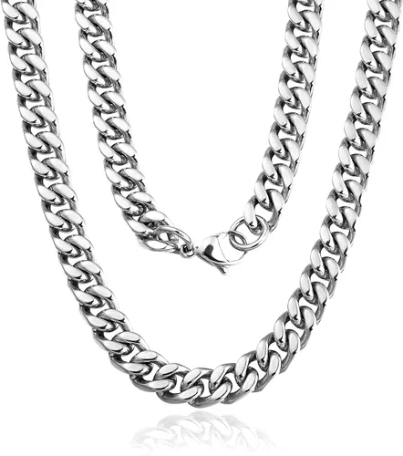 QGoliver Cadena de eslabones cubanos para hombre cadena de eslabones de Miami collares de acero inoxidable joyería de hip hop para hombres y mujeres