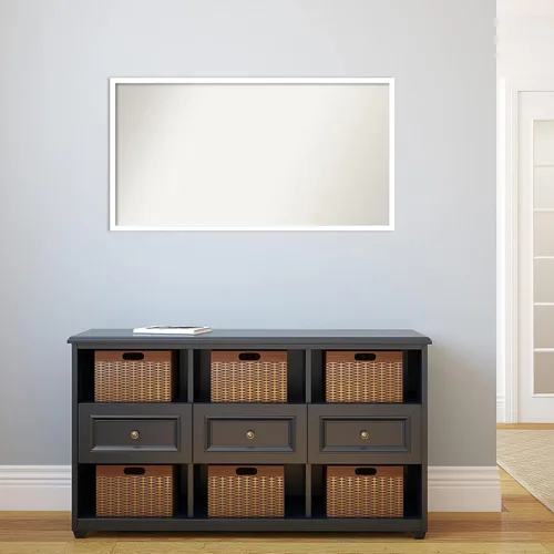 Miniatura 828 de Amanti Art Espejo de baño blanco para sobre el fregadero, 32 x 45 pulgadas, espejo de tocador rectangular blanco esbelto, marco de madera moderno