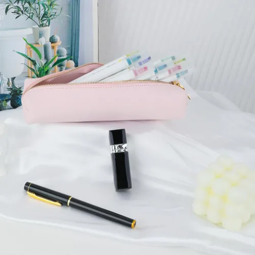 Miniatura 3 de iSuperb Estuche de lápiz PU Bolsa de cuero para lápices Bolsa delgada Bolsa de papelería encantadora Bolsa de cosméticos portátil Bolsa organizadora