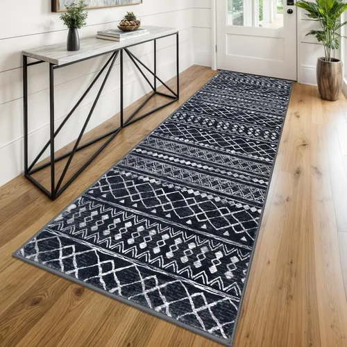 Miniatura 60 de KUTA Alfombras Boho para pasillos de 2.6x10 pies, alfombra de pasillo marroquí lavable, antideslizante, vintage, gris, alfombras de cocina, ultra