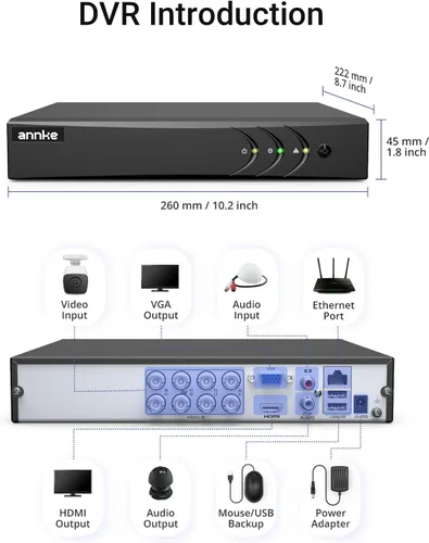 Miniatura 9 de ANNKE Grabadora de video digital 3K Lite de 8 canales, H.265+ DVR híbrido 5 en 1 con detección de IA humanos/vehículos, acceso remoto para cámara