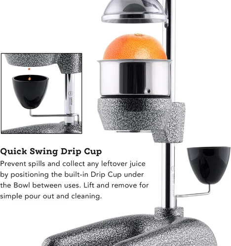 Miniatura 6 de Tribest Pro MJP-100 Profesional Exprimidor de Prensa en Frío Manual para Naranja, Limón y Otras Frutas Cítricas, Gris