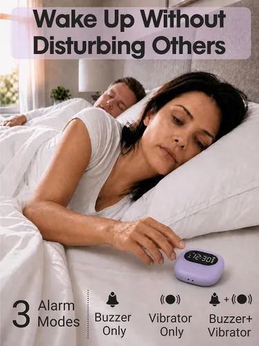 Miniatura 2 de Roxicosly Reloj despertador vibratorio súper fuerte para durmientes pesados, reloj agitador de cama de vibración ajustable debajo de la almohada