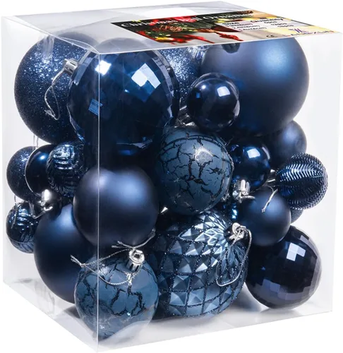Miniatura 3 de LANGXUN 36 bolas de decoración de árbol de Navidad azul medianoche, bolas de Navidad, decoración de Navidad 2025, adornos de Navidad inastillables