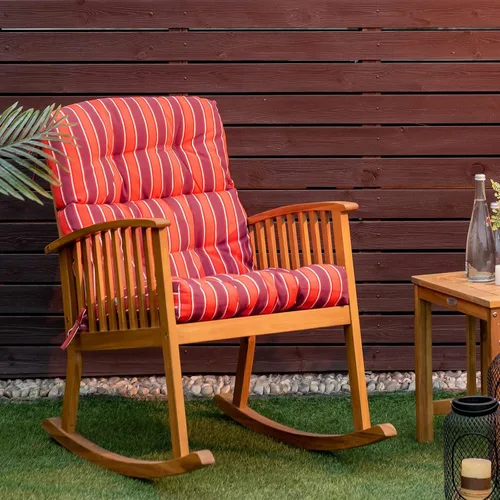 Miniatura 3 de Tangkula Cojín para silla de respaldo alto para patio, almohadillas de asiento para silla con lazos antideslizantes, cojines de repuesto