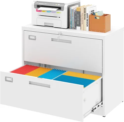 Miniatura 19 de Archivador de 2 cajones con cerradura, archivador vertical móvil para colgar carpetas tamaño A4/carta/legal, debajo del escritorio, pequeños