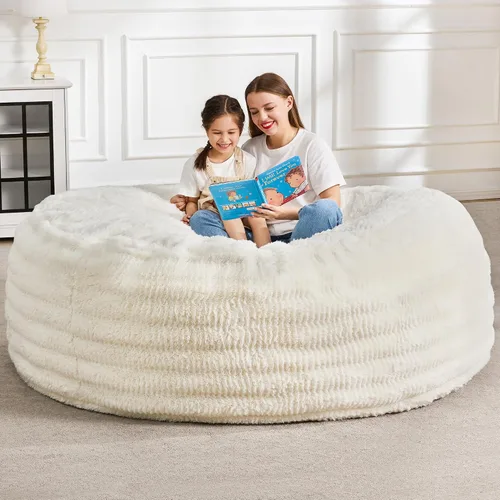 Miniatura 38 de Hobestluk Sillas de Puf para Adultos, Silla de Puf con Relleno, Bolsas Grandes con Funda de Felpa en Relieve, Sillas de Puf Gigantes para Adultos