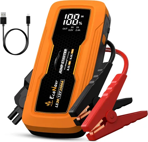 Miniatura 9 de EcoNour Arrancador de Batería para Auto Puente de Batería para Auto Paquete de Arrancador Portátil de 2500 A con Cable de Carga Ideal
