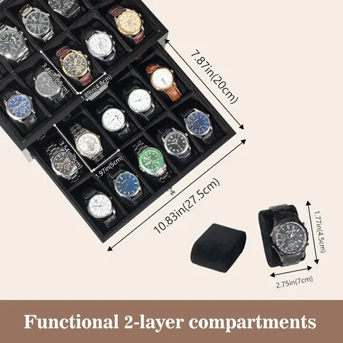 Miniatura 8 de ProCase Paquete de caja de reloj de 6 ranuras con 20 ranuras de acabado lacado caja de reloj