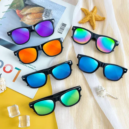 Miniatura 6 de Matcheck Paquete de 12 lentes de sol con lentes de espejo para niños, lindos lentes clásicos, regalos de fiesta para niños y niñas, accesorios