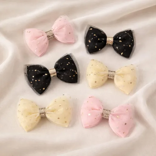 Miniatura 6 de lazos elegantes para niña 2 piezas, color negro, cinta de grosgrin y tul brillante, tamaño pequeño de 3 pulgadas, para niñasñy adolescentes