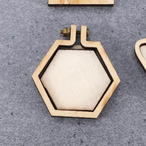 Miniatura 3 de FOMIYES Mini aro de madera para bordar, marco redondo de 2 pulgadas para bricolaje, joyería, colgante, manualidades, llavero y proyectos de punto
