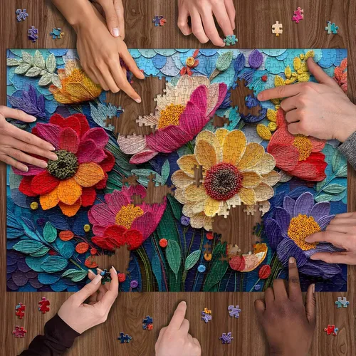 Miniatura 5 de Rompecabezas de flores coloridas para adultos, rompecabezas floral de plantas rellenas, arte de tela, rompecabezas de jardín de flores de primavera
