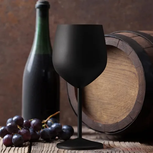 Miniatura 5 de Lifecapido Copas de Vino de Acero Inoxidable, Copas de Vino con Tallo de Acero Inoxidable de 18 oz, Copas de Vino de Metal con Tallo con Cepillo