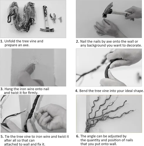 Miniatura 9 de Ramas de árbol verdes grandes y flexibles de 118 pulgadas para colgar en la pared, enredaderas de uva para manualidades, guirnalda vegetal, plantas