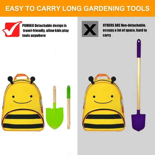 Miniatura 3 de 8 piezas de herramientas de jardinería para niños, juego de rastrillo y pala para niños, herramientas de jardín al aire libre para niños pequeños, 8