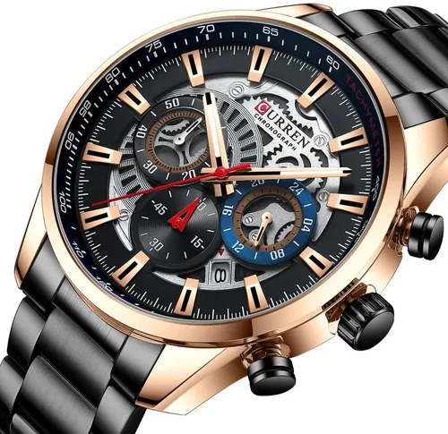 Miniatura 2 de FANMIS Relojes de lujo para hombre, cronógrafo de negocios, impermeable, de acero inoxidable, analógico, de cuarzo, reloj de pulsera