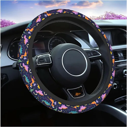 Miniatura 11 de Swono - Funda antideslizante para volante de conejito de Pascua, lindos conejos, mariposas, flores, rama a rayas, de neopreno, fundas para volante