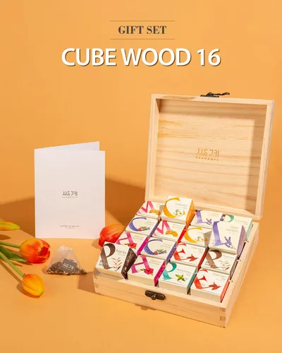 Miniatura 2 de Ssanggye Cubewood - Juego de regalo de 16 piezas, 0.78 onzas (16 unidades, 8 sabores x 2EA) Hierba Floral Blended Signature Puer Earlgrey Hibiscus