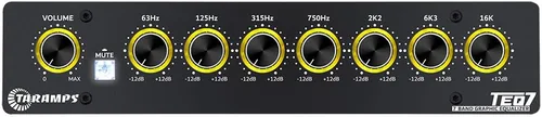 Taramp's TEQ 7 Ecualizador gráfico estéreo de 7 bandas, entrada RCA, 2 canales, filtros HPF y LPF, función de silencio, mezclador de audio para