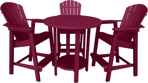 Miniatura 12 de Phat Tommy Juego de mesa y sillas de bar al aire libre - Muebles de polietileno - Material reciclado, juego de patio superior alto - Weatherwood