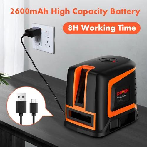 Miniatura 4 de DOVOH Nivel Láser Recargable Autonivelante, Nivel Láser de Línea Cruzada de Alta Precisión Verde 20m Horizontal y Vertical Ángulo Expandido 150°