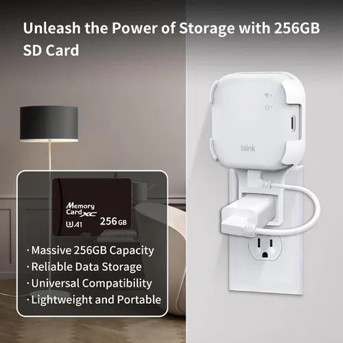 Miniatura 3 de Tarjeta MicroSD de 256 GB y soporte de pared para Blink Sync Module XR con cable corto, ordena, ahorra espacio y mejora la seguridad sin esfuerzo