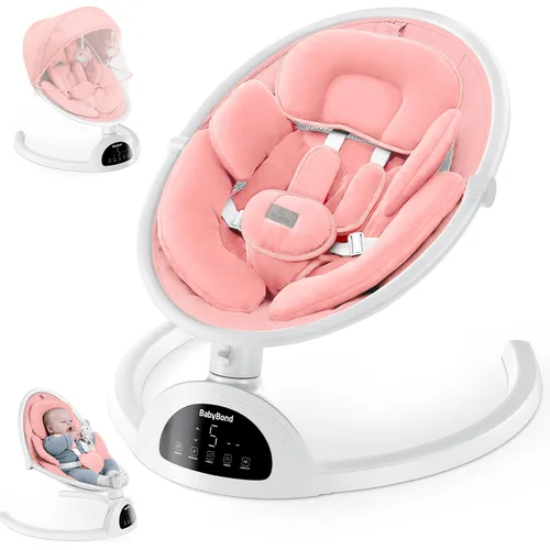 Miniatura 11 de Columpio para bebés BabyBond para bebés, columpio Bluetooth con altavoz de música, 3 posiciones de asiento, cinturón de arnés de 5 puntos, 5
